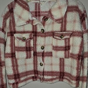 Derek Heart Pink and Cream Checkered Pea Coat